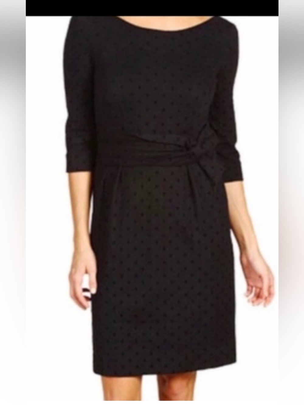 kate spade Black Polka Dot Tie-Waist Long Sleeve Sheath Dress